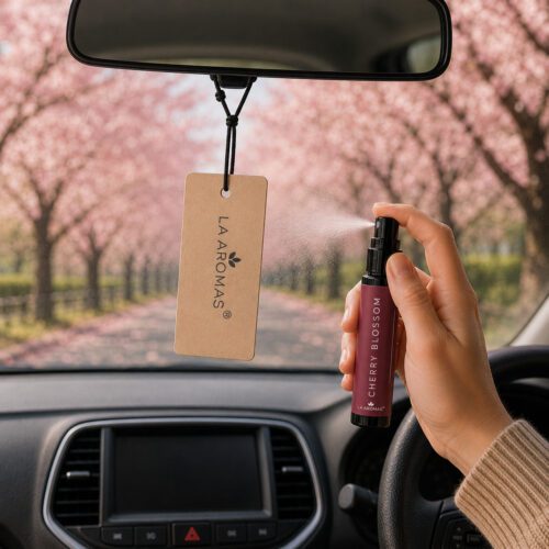 La Aromas Cherry Blossom Car Perfume Spraying on Aroma Paper