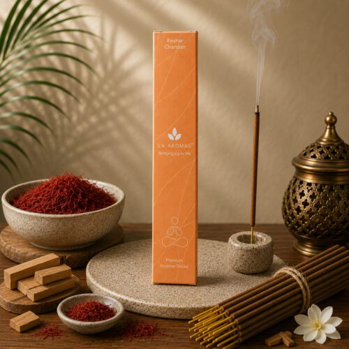 La Aromas Keshar Chandan Incense Sticks with Rich Sandalwood Aroma