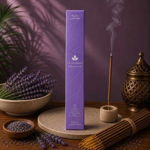La Aromas Mystic Lavender Incense Sticks with Relaxing Floral Aroma