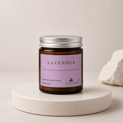 La Aromas Lavender Scented Soy Wax Candle in Glass Jar