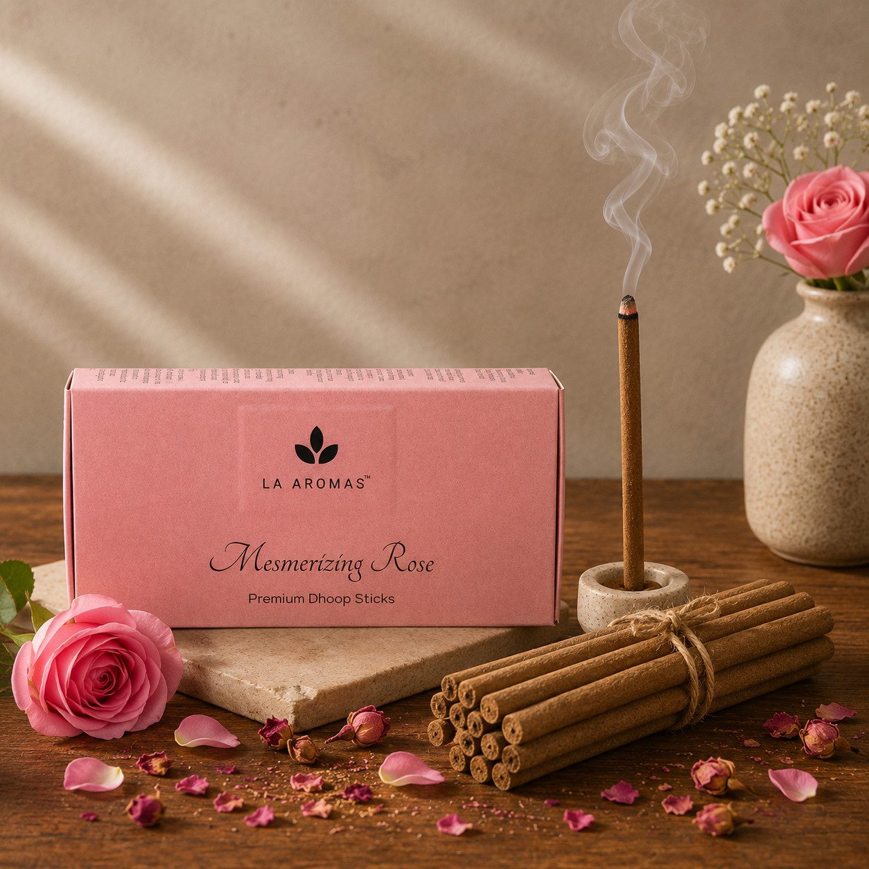 La Aromas Mesmerising Rose Dhoop Sticks with Floral Aroma