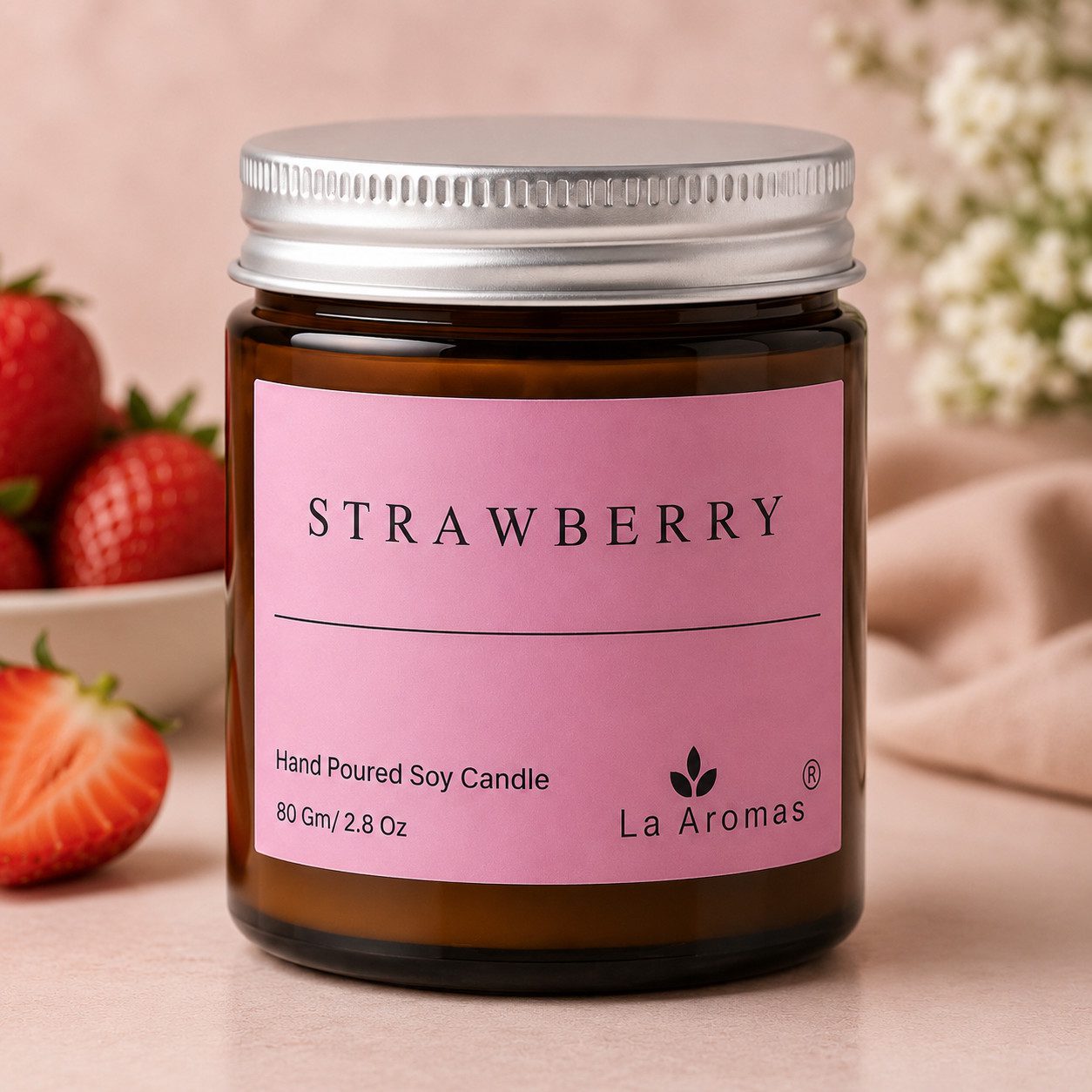 Strawberry Scented Soy Wax Candle