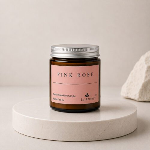 La Aromas Rose Scented Soy Wax Candle in Glass Jar