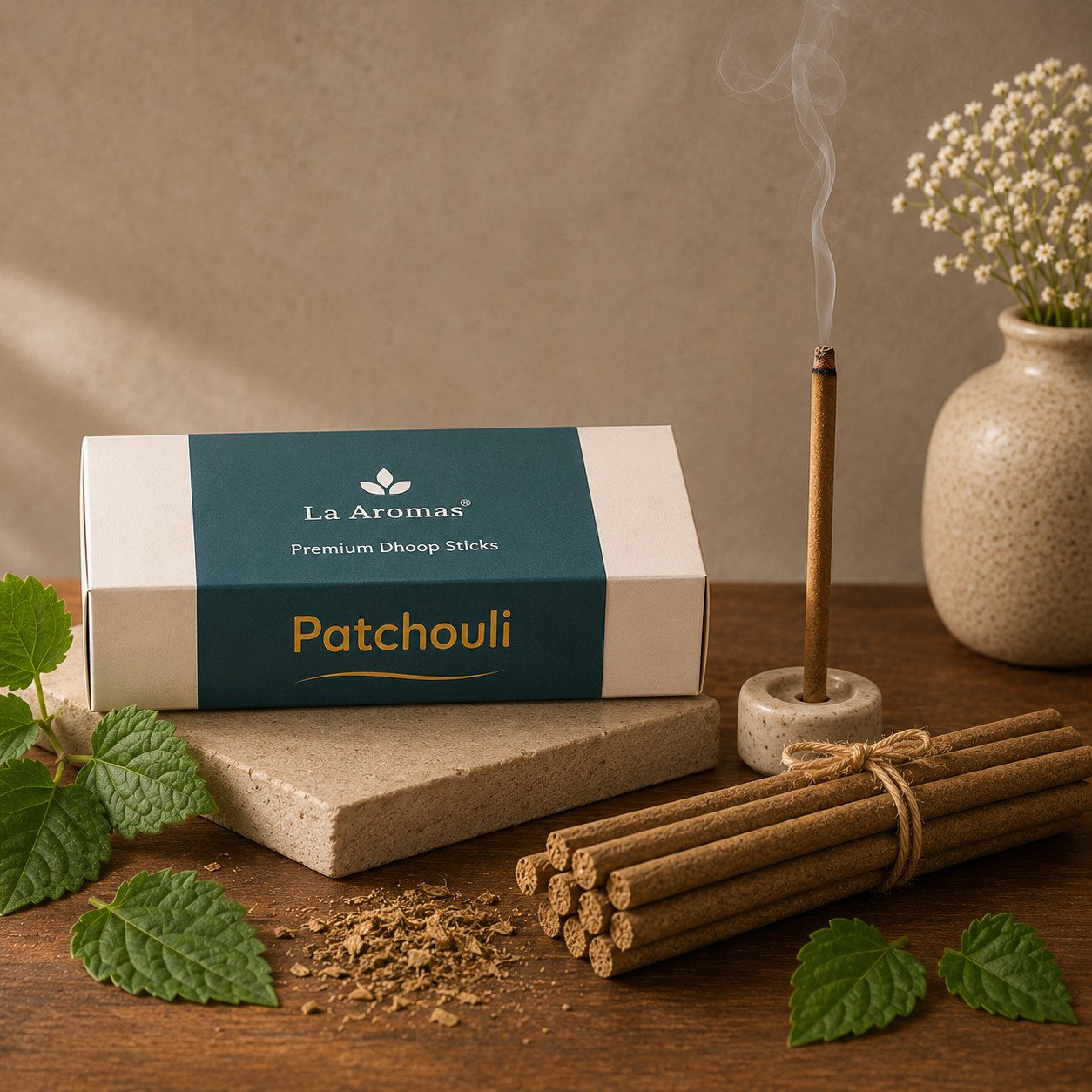 La Aromas Patchouli Dhoop Sticks with Rich Earthy Aroma