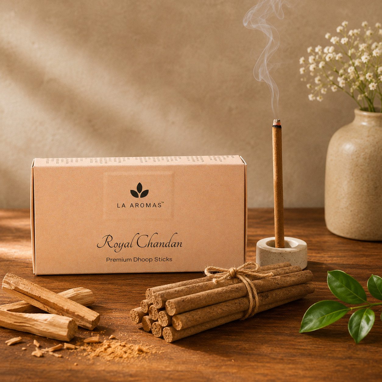 La Aromas premium charcoal-free dhoop sticks with long-lasting fragrance