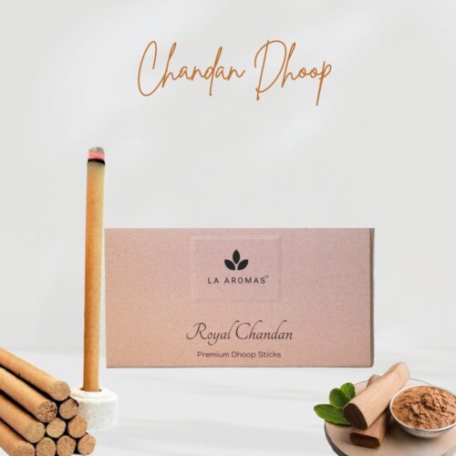 La Aromas Royal Chandan Charcoal-Free Dhoop Sticks - Sandalwood and Camphor.