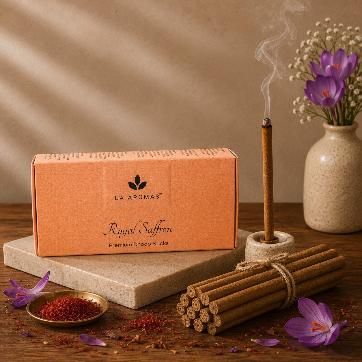 La Aromas Royal Saffron Dhoop Sticks with Luxurious Aroma
