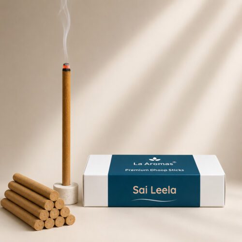 La Aromas Sai Leela Charcoal-Free Dhoop Sticks with Velvet Spice fragrance