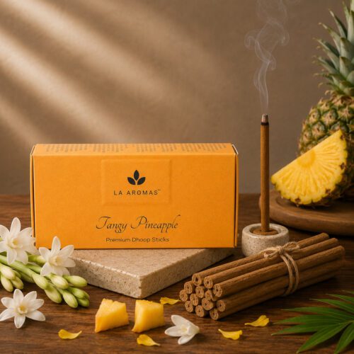 La Aromas Tangy Pineapple Dhoop Sticks with Refreshing Fruity Aroma
