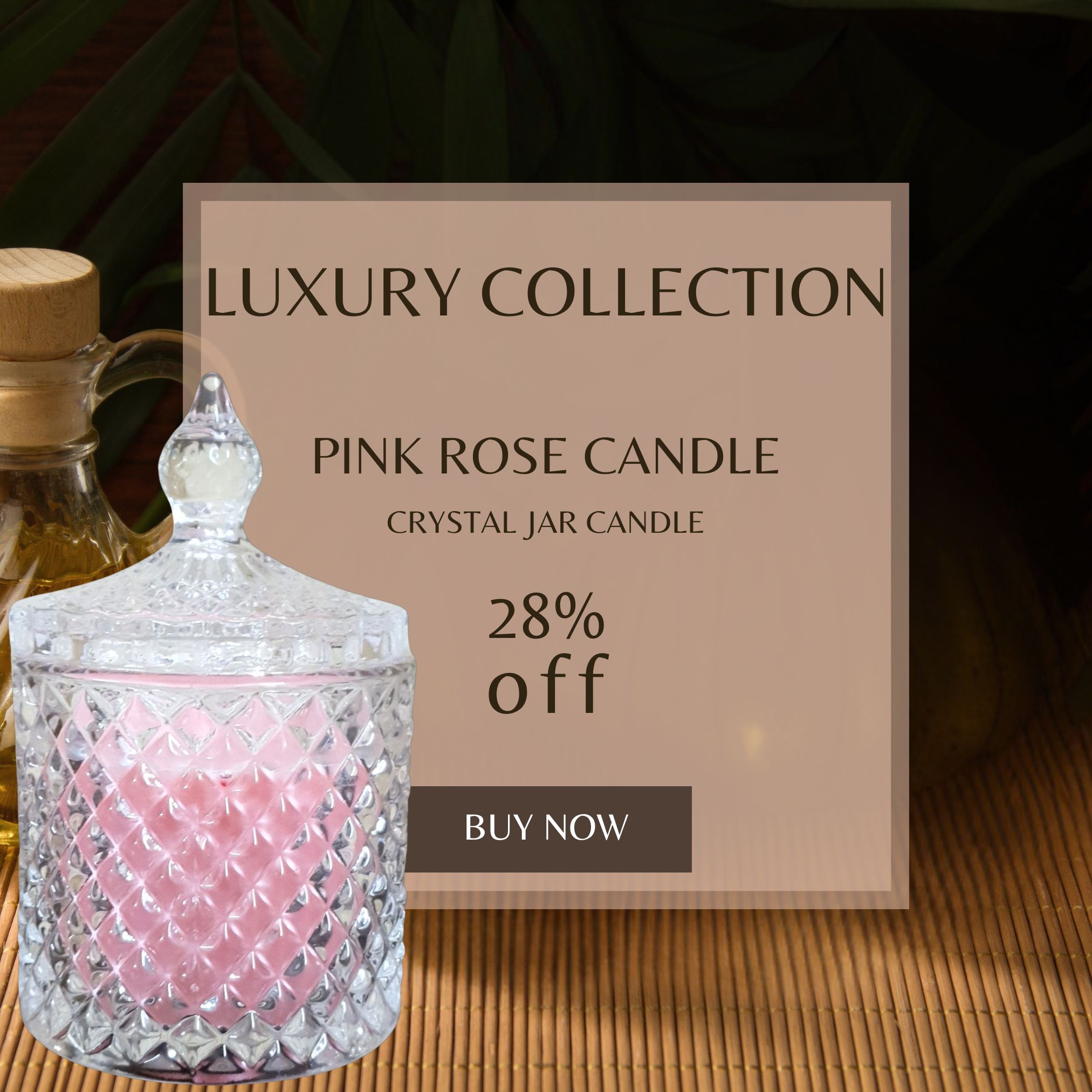 pink rose Crystal Jar Candle La Aromas