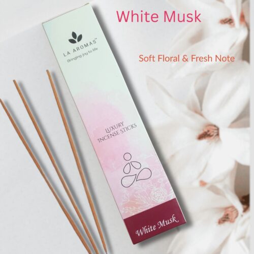 La Aromas White Musk Incense Sticks - Premium Charcoal-Free Collection.