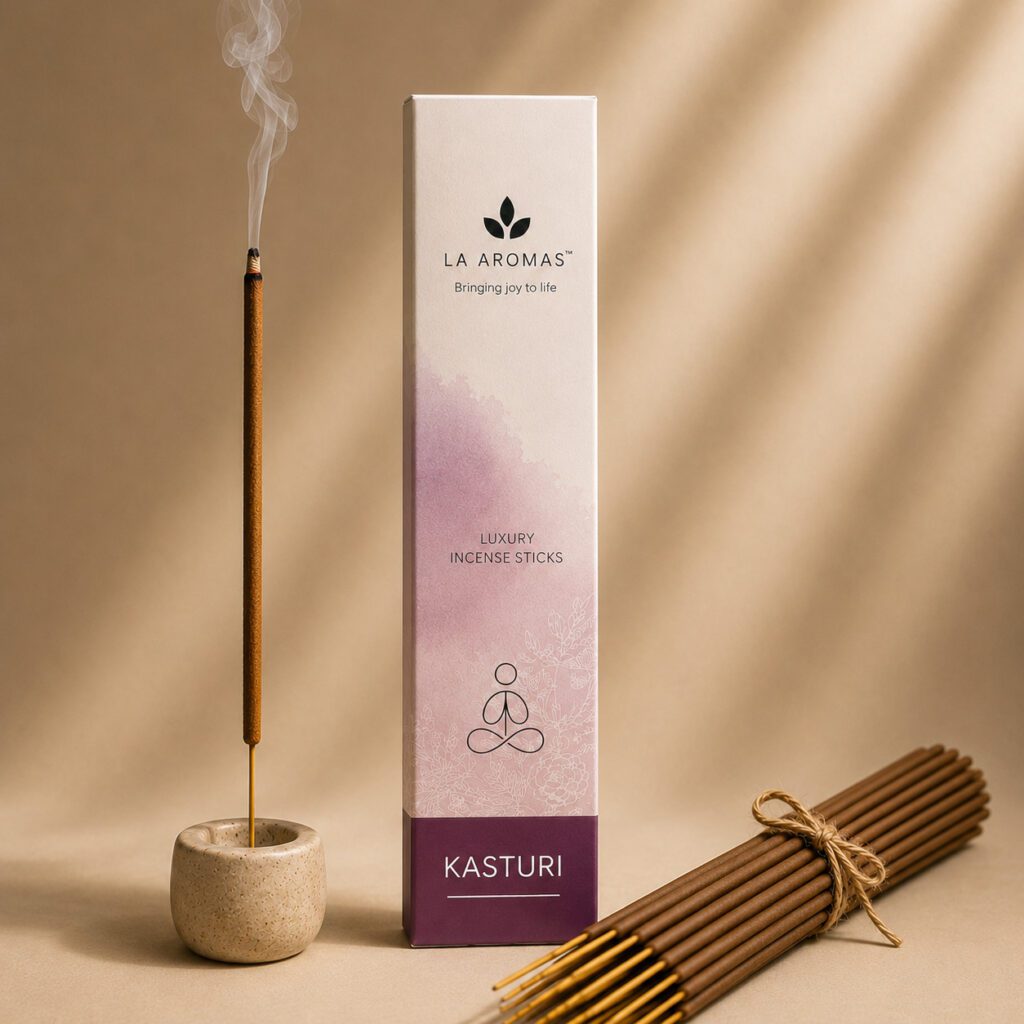 La Aromas Premium Kasturi Agarbatti (Incense Sticks) with warm musk and woody notes