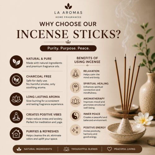Benefits of La Aromas Premium Charcoal-Free Incense Sticks