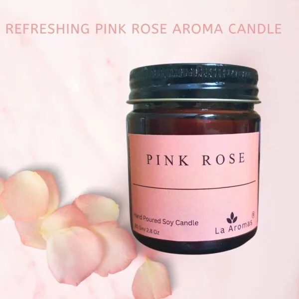 Rose Candle in Amber Jar La Aromas