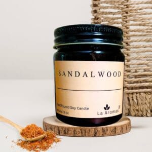 Sandalwood Scented soy Candle in Amber Jar La Aromas