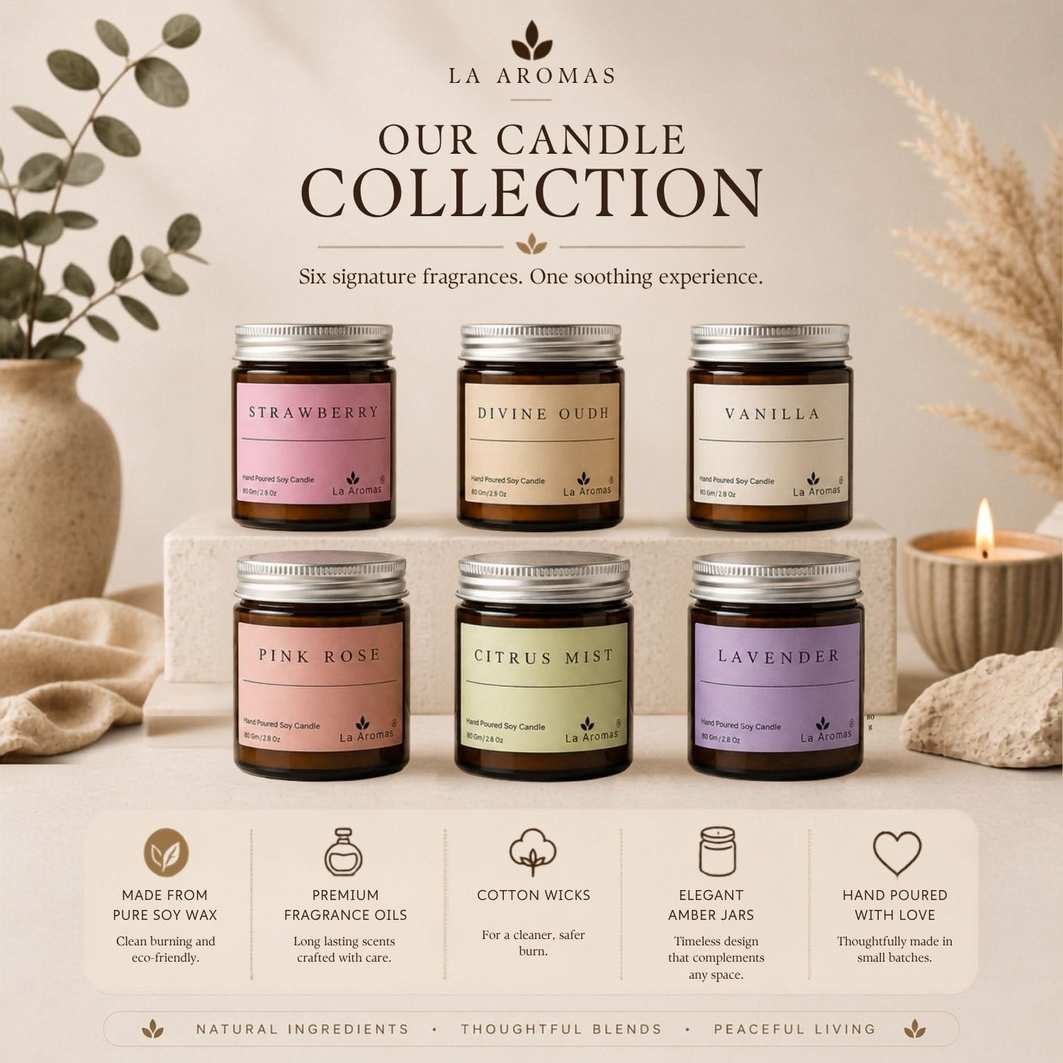 La Aromas Candle collection Soy candles