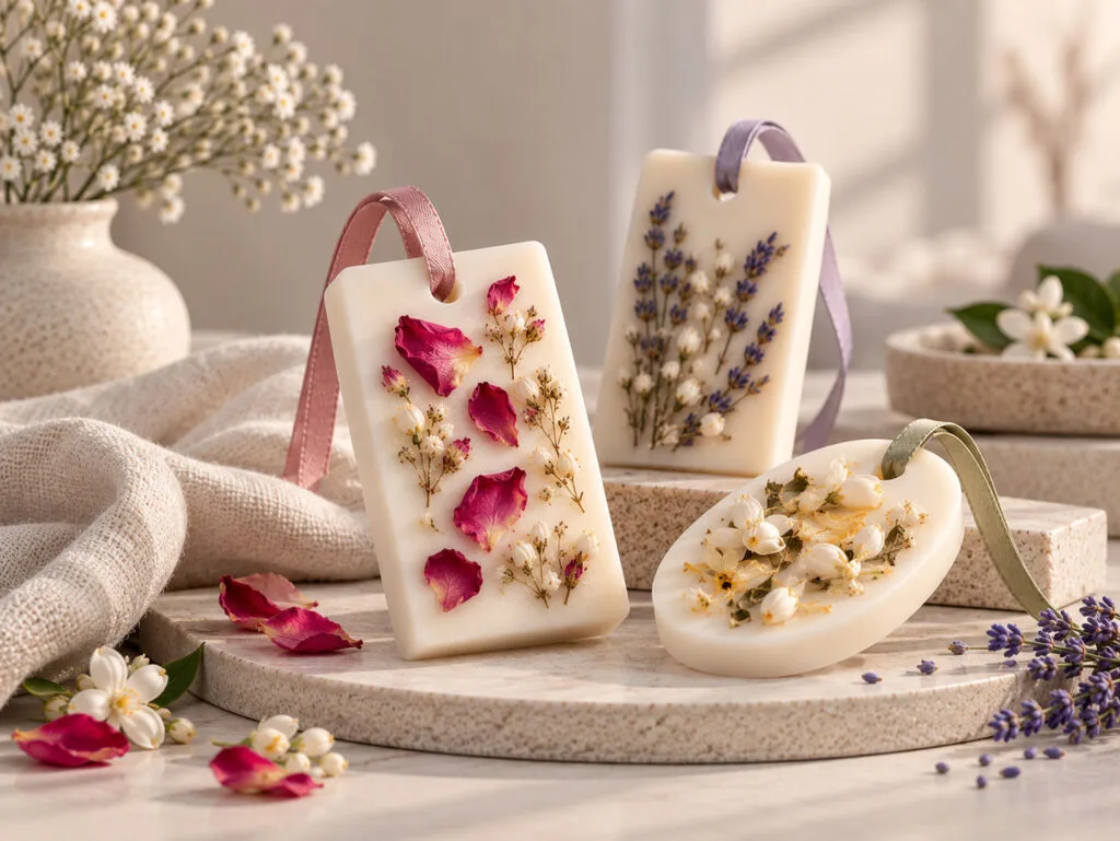 Decorative La Aromas scented wax tablets with botanical details in an elegant setting